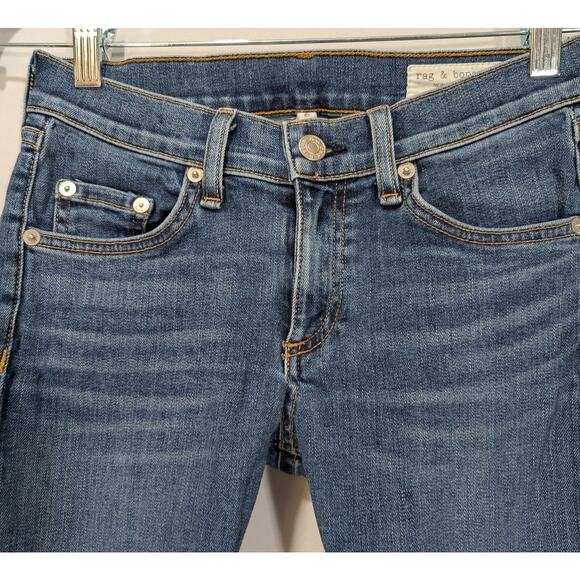 rag & bone Ankle Skinny Jeans Blue Mid Rise Raw Hem Women’s Size 25 - Picture 3 of 9